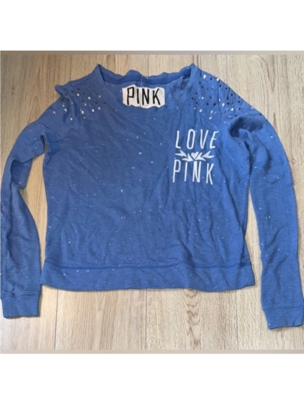 Victoria’s Secret pink blue bling  crewneck sweatshirt crew sweater